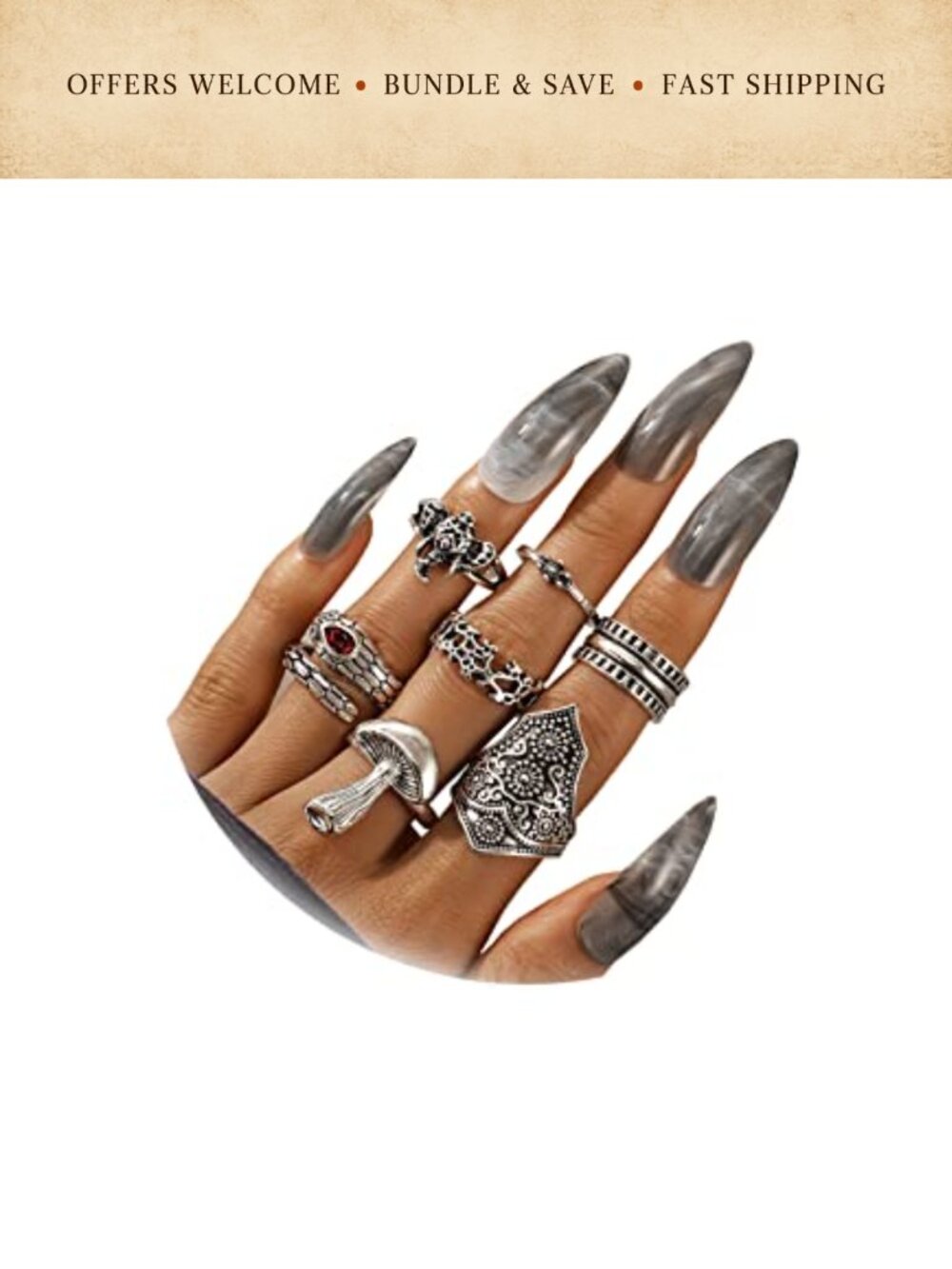 Stackable Boho Vintage Stacking Rings Midi Knuckle Set Gift 8 Piece